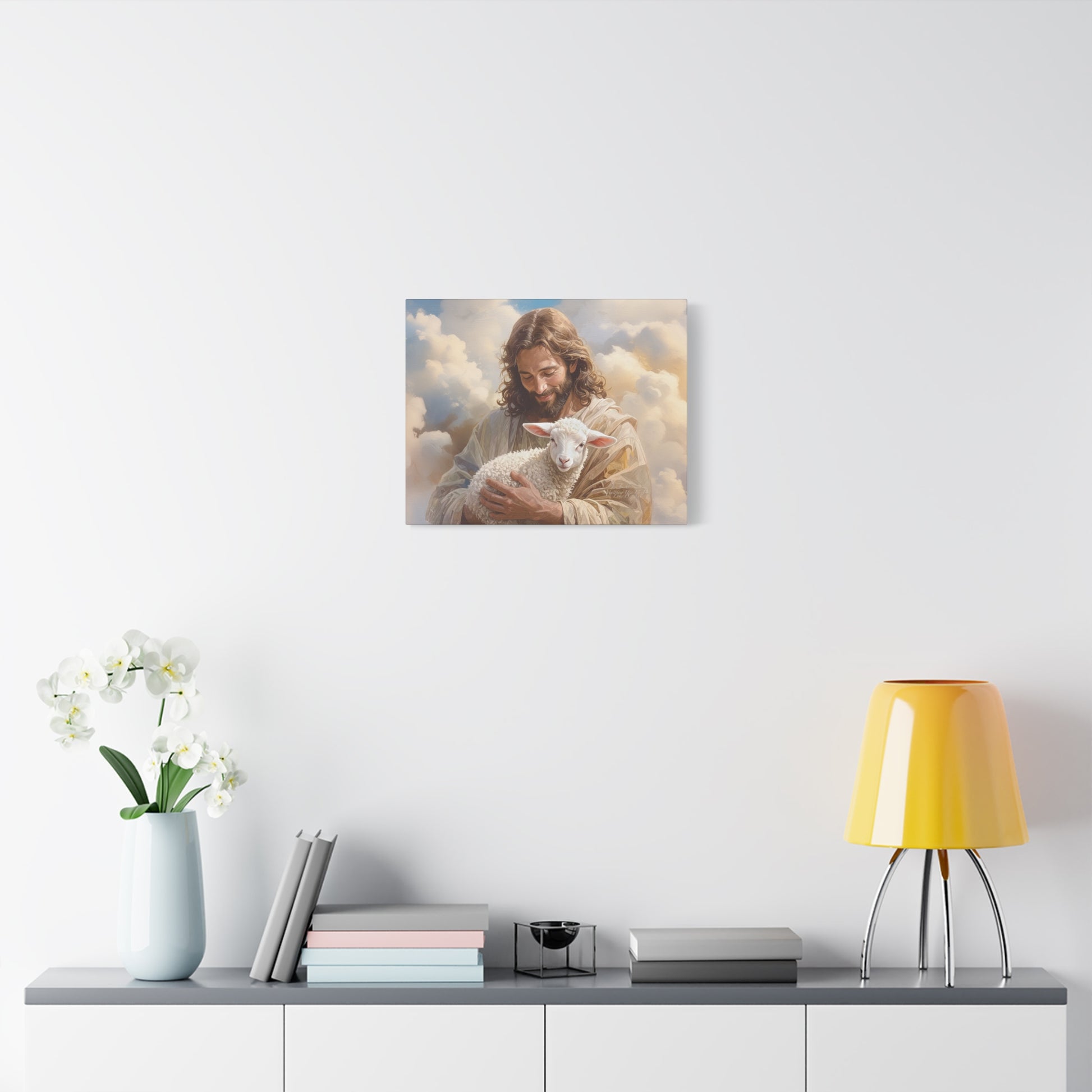 Inspirational Wall Art, Jesus with Lamb Gallery Wrap Canvas Print, Christian Decor, Religious Home Decor, Faith-Based Gift, Spiritual Artwork