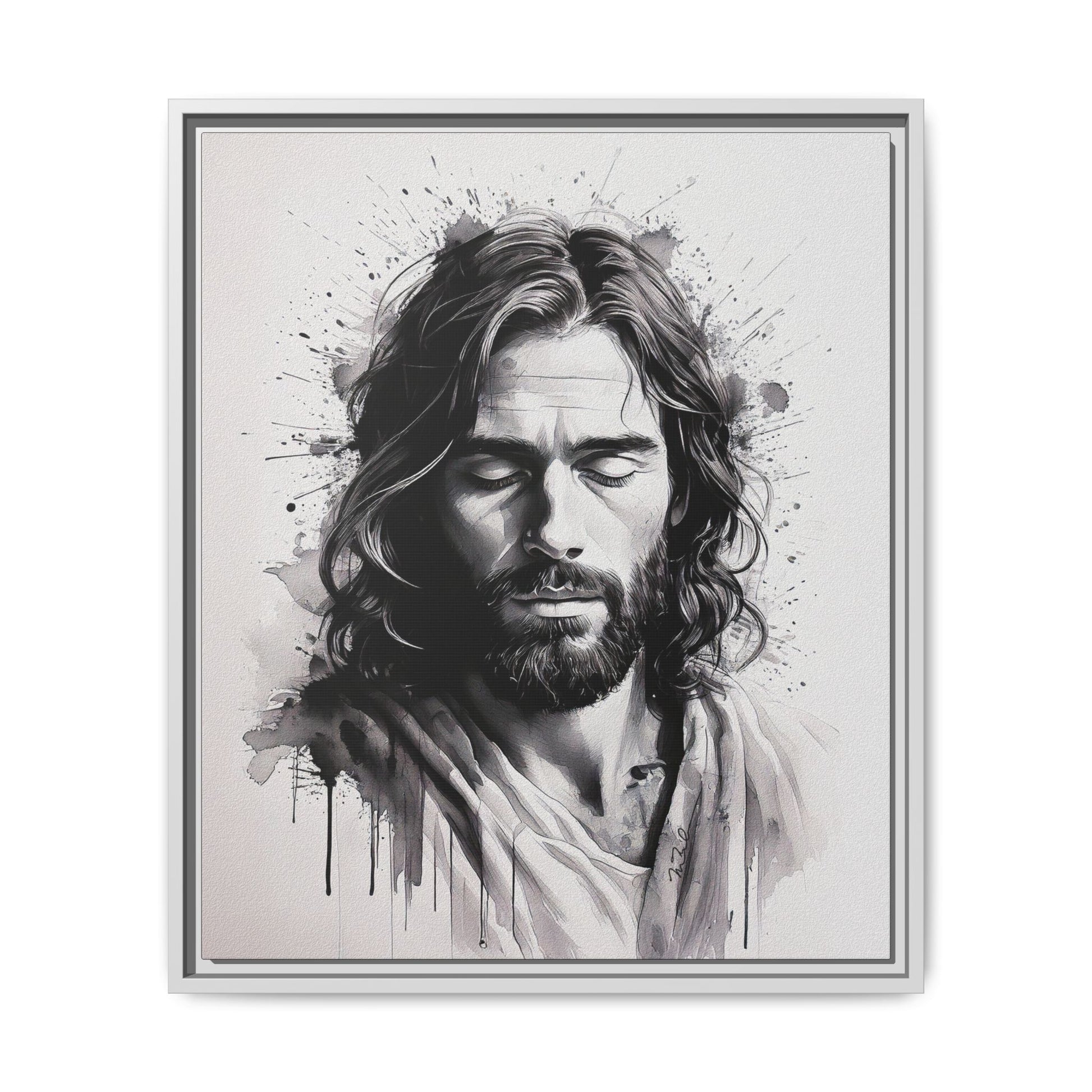 Faces of Christ | Prayer - Framed Matte Canvas Art Print. 2 of 4