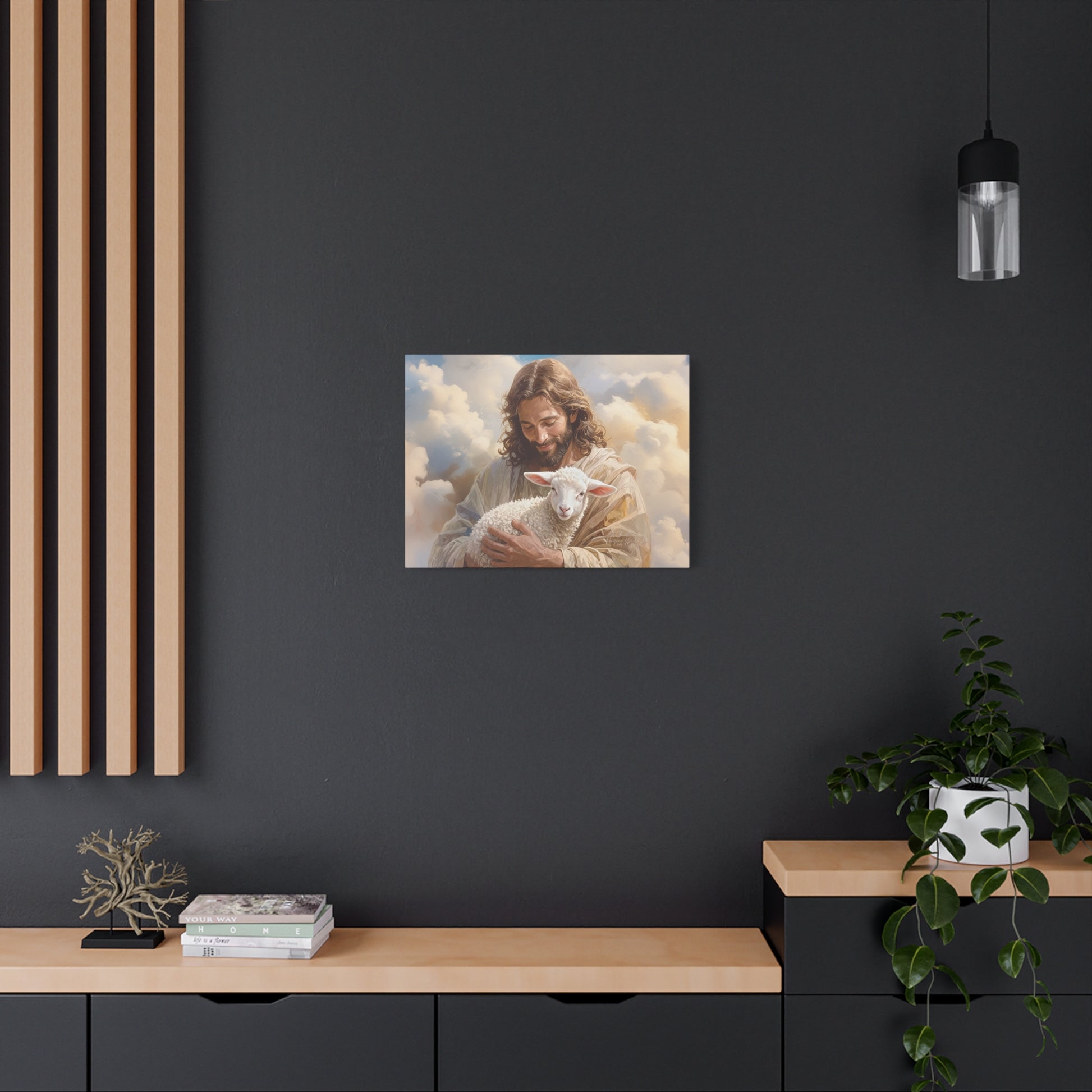 Inspirational Wall Art, Jesus with Lamb Gallery Wrap Canvas Print, Christian Decor, Religious Home Decor, Faith-Based Gift, Spiritual Artwork