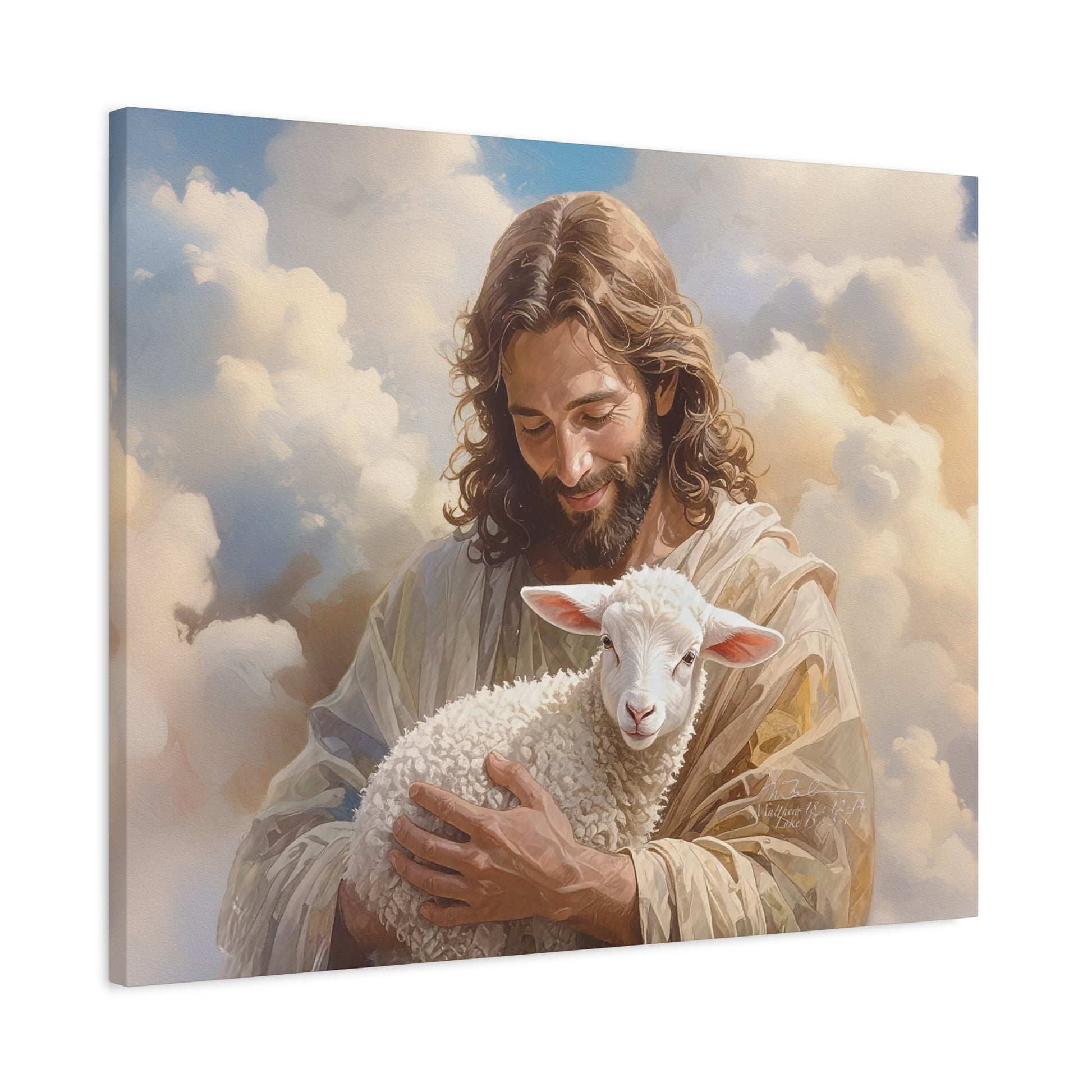 Inspirational Wall Art, Jesus with Lamb Gallery Wrap Canvas Print, Christian Decor, Religious Home Decor, Faith-Based Gift, Spiritual Artwork