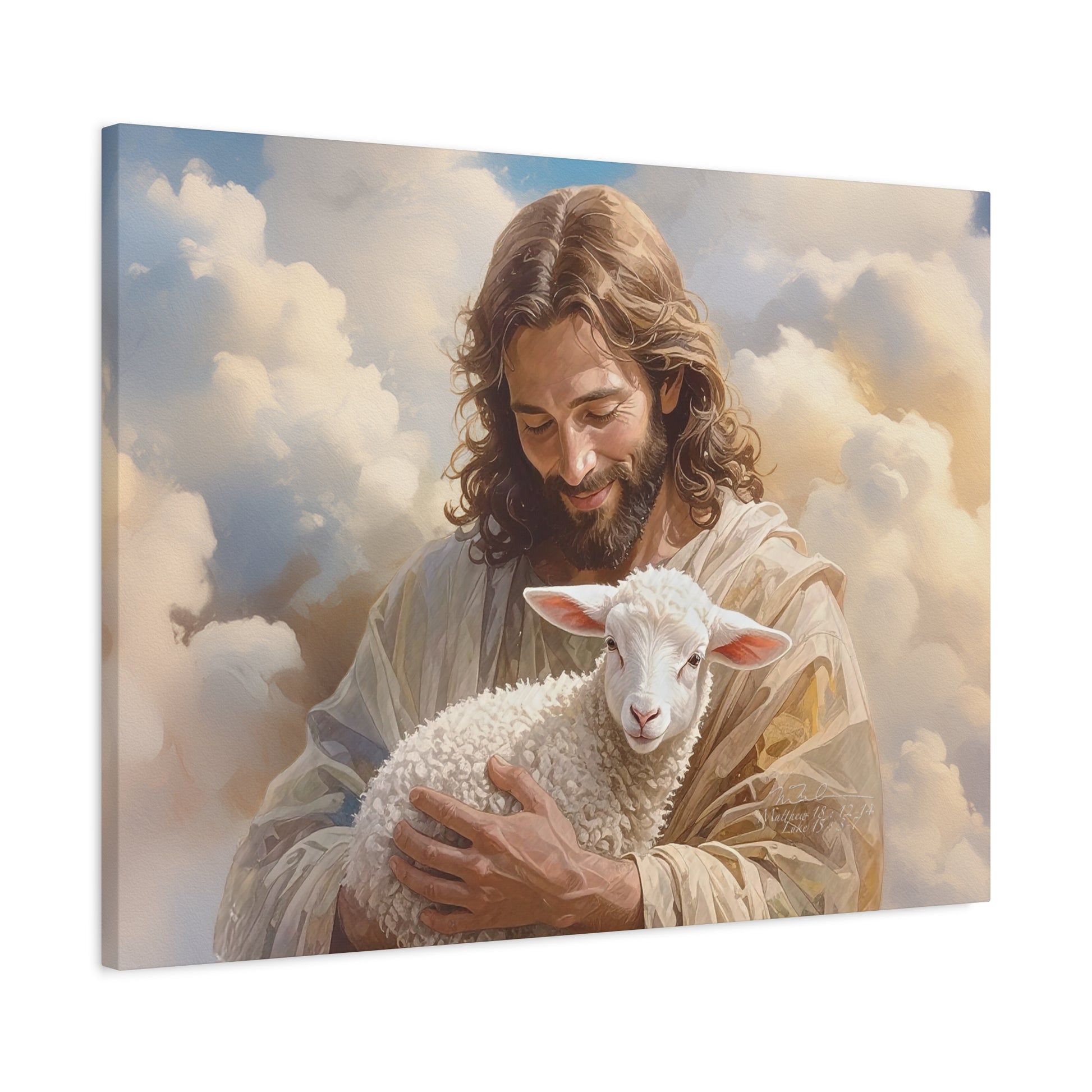 Inspirational Wall Art, Jesus with Lamb Gallery Wrap Canvas Print, Christian Decor, Religious Home Decor, Faith-Based Gift, Spiritual Artwork
