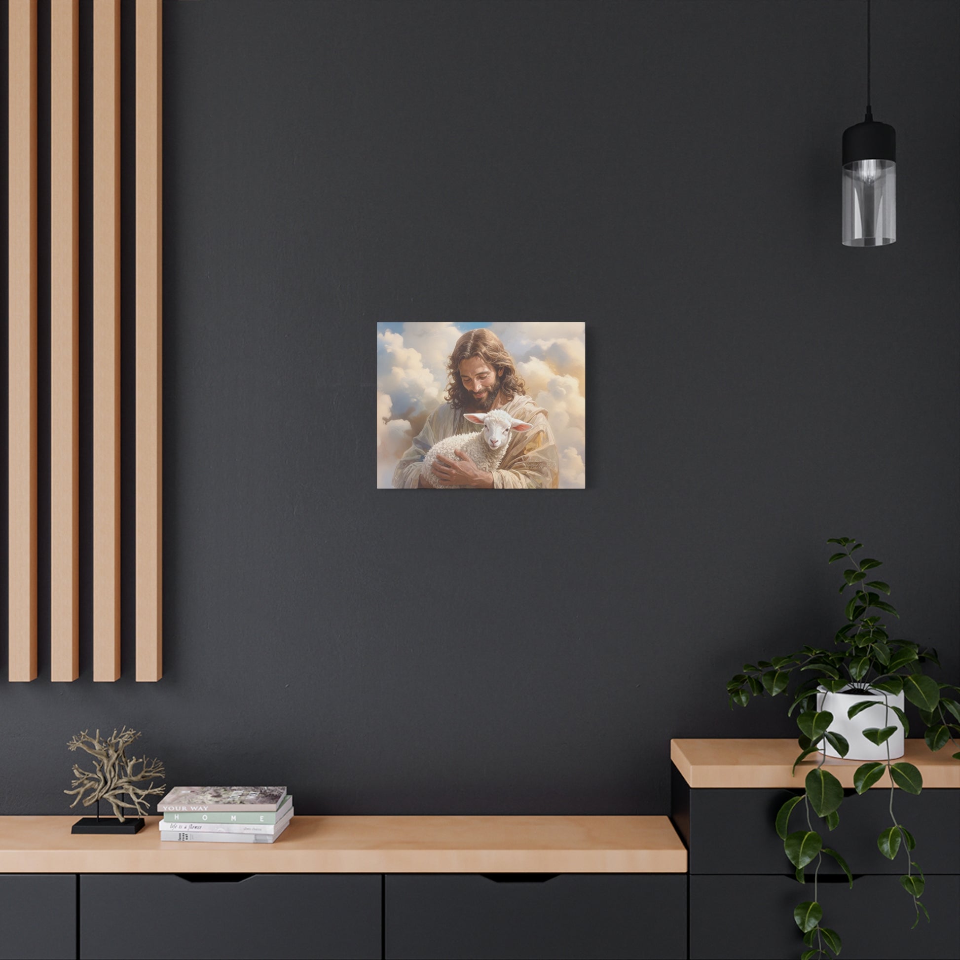Inspirational Wall Art, Jesus with Lamb Gallery Wrap Canvas Print, Christian Decor, Religious Home Decor, Faith-Based Gift, Spiritual Artwork