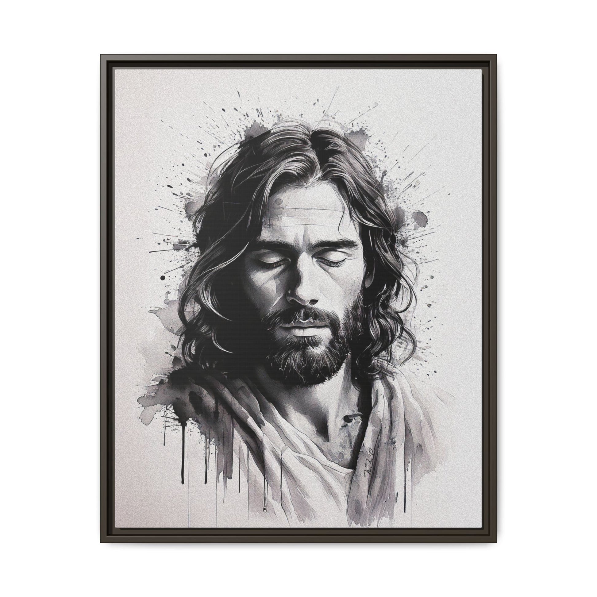 Faces of Christ | Prayer - Framed Matte Canvas Art Print. 2 of 4