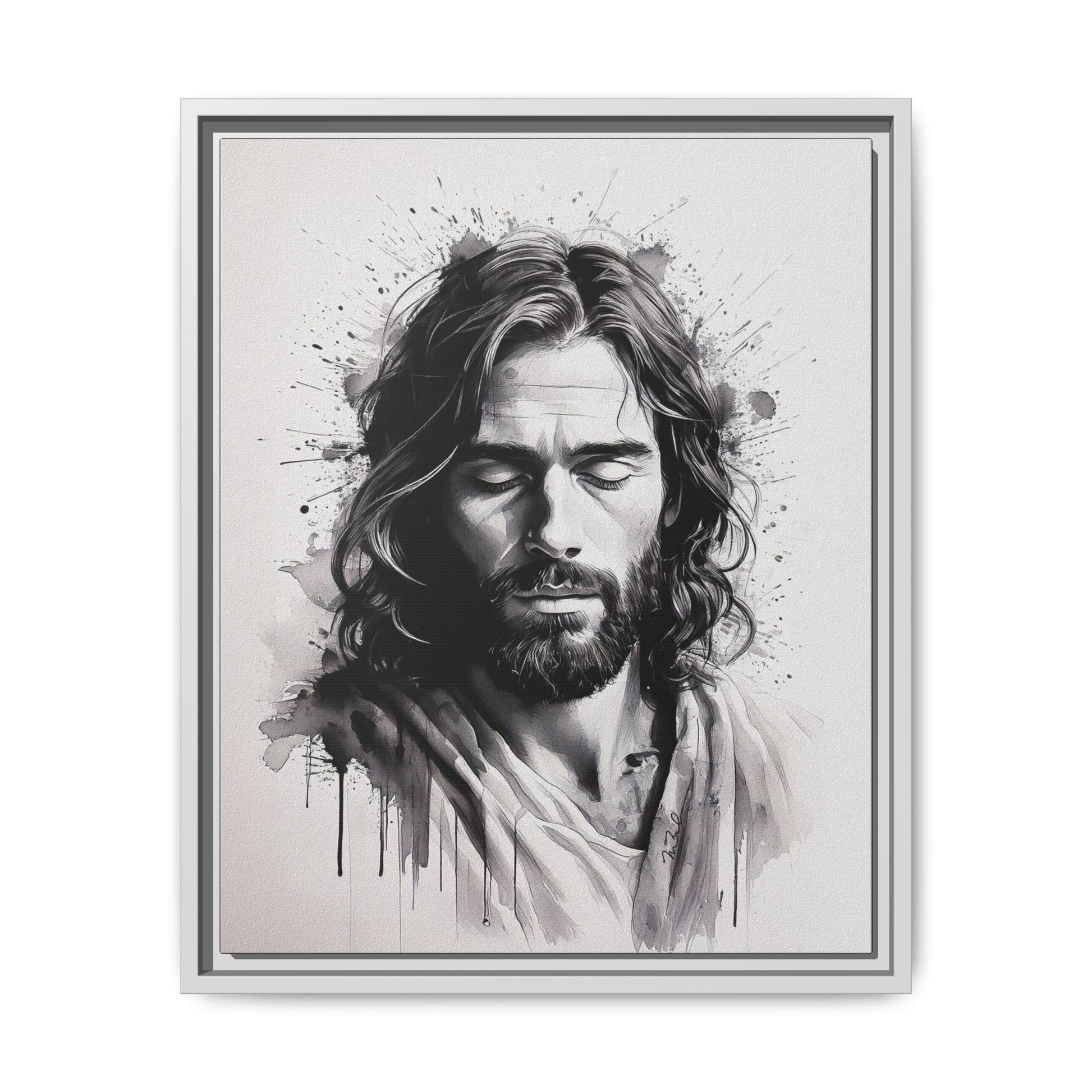Faces of Christ | Prayer - Framed Matte Canvas Art Print. 2 of 4