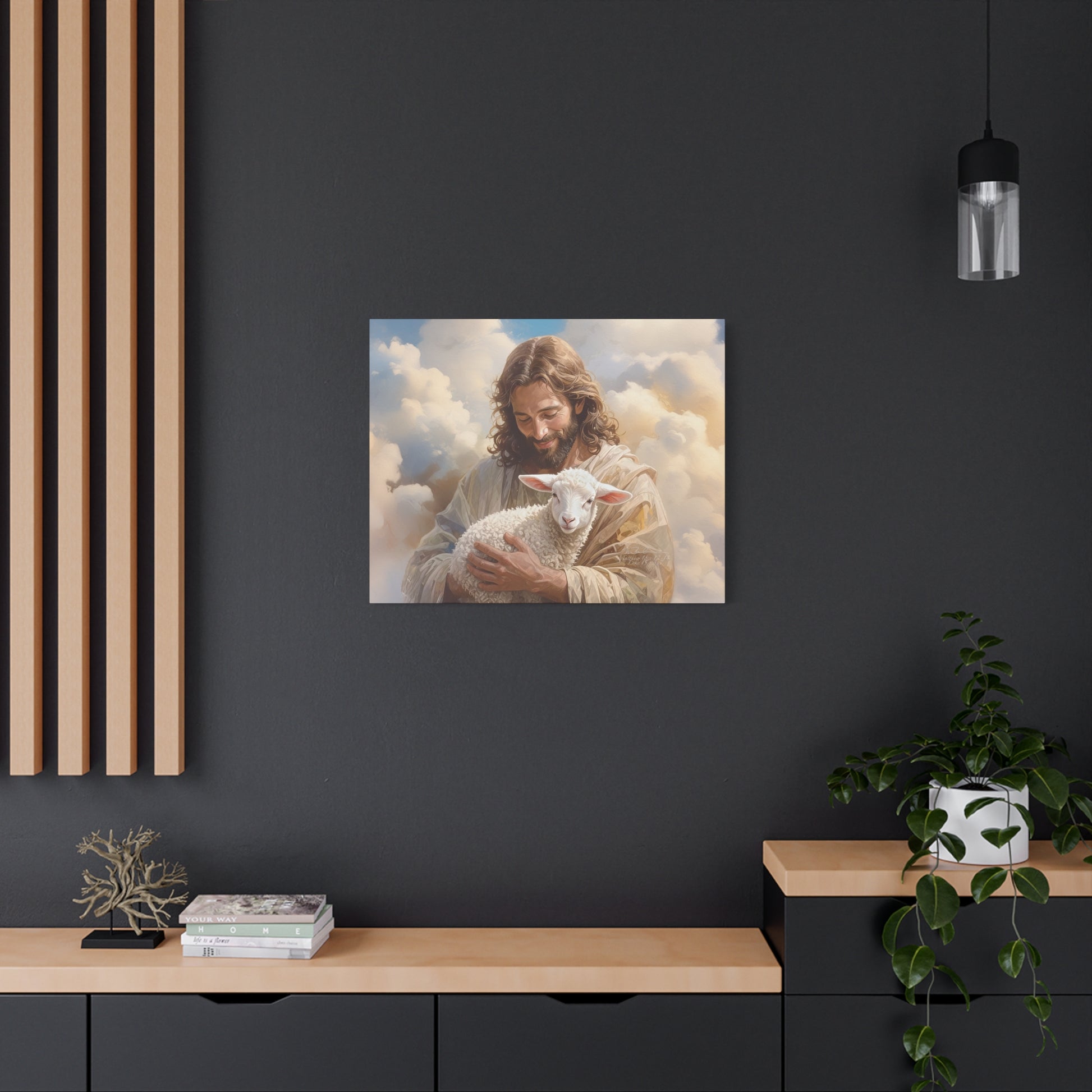 Inspirational Wall Art, Jesus with Lamb Gallery Wrap Canvas Print, Christian Decor, Religious Home Decor, Faith-Based Gift, Spiritual Artwork