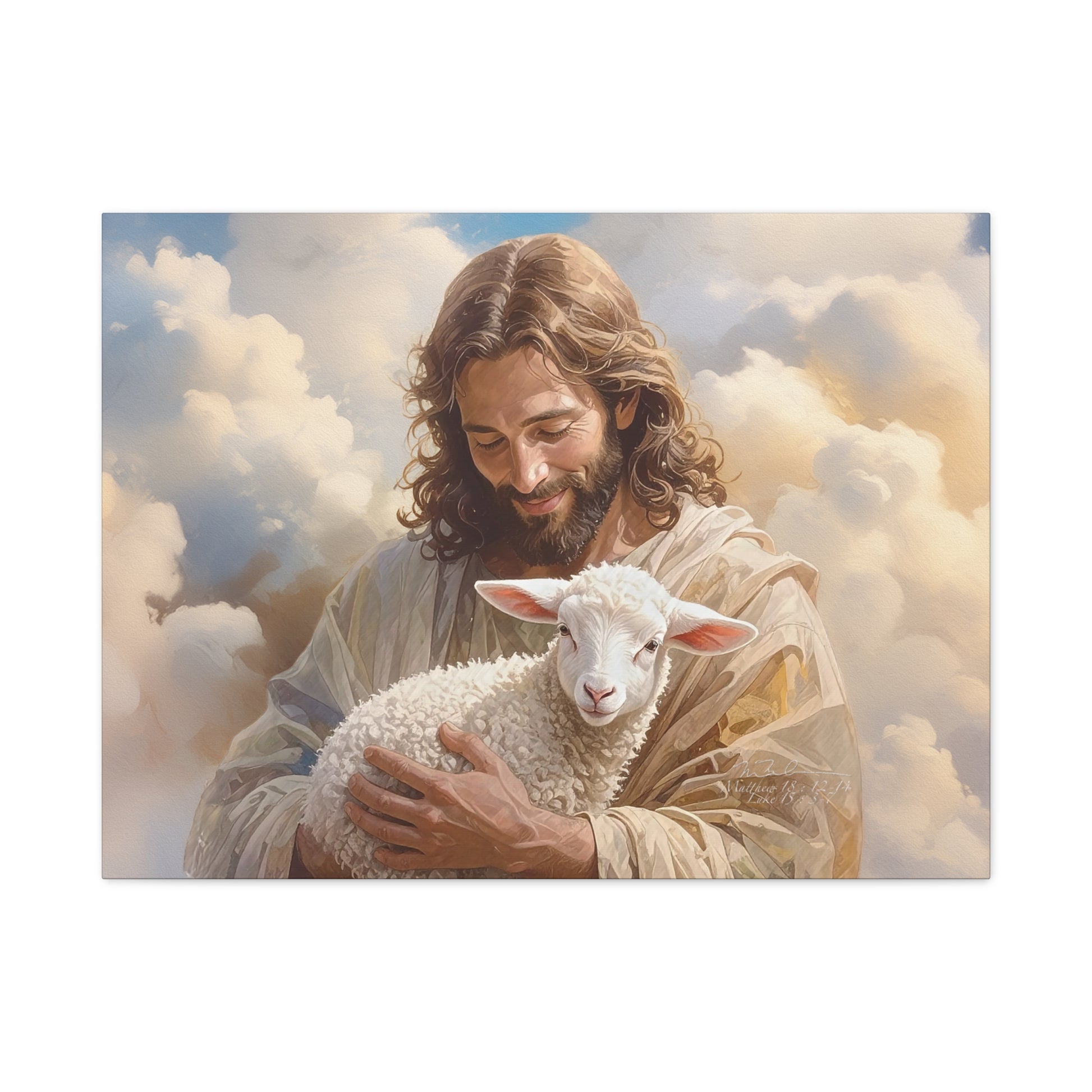 Inspirational Wall Art, Jesus with Lamb Gallery Wrap Canvas Print, Christian Decor, Religious Home Decor, Faith-Based Gift, Spiritual Artwork