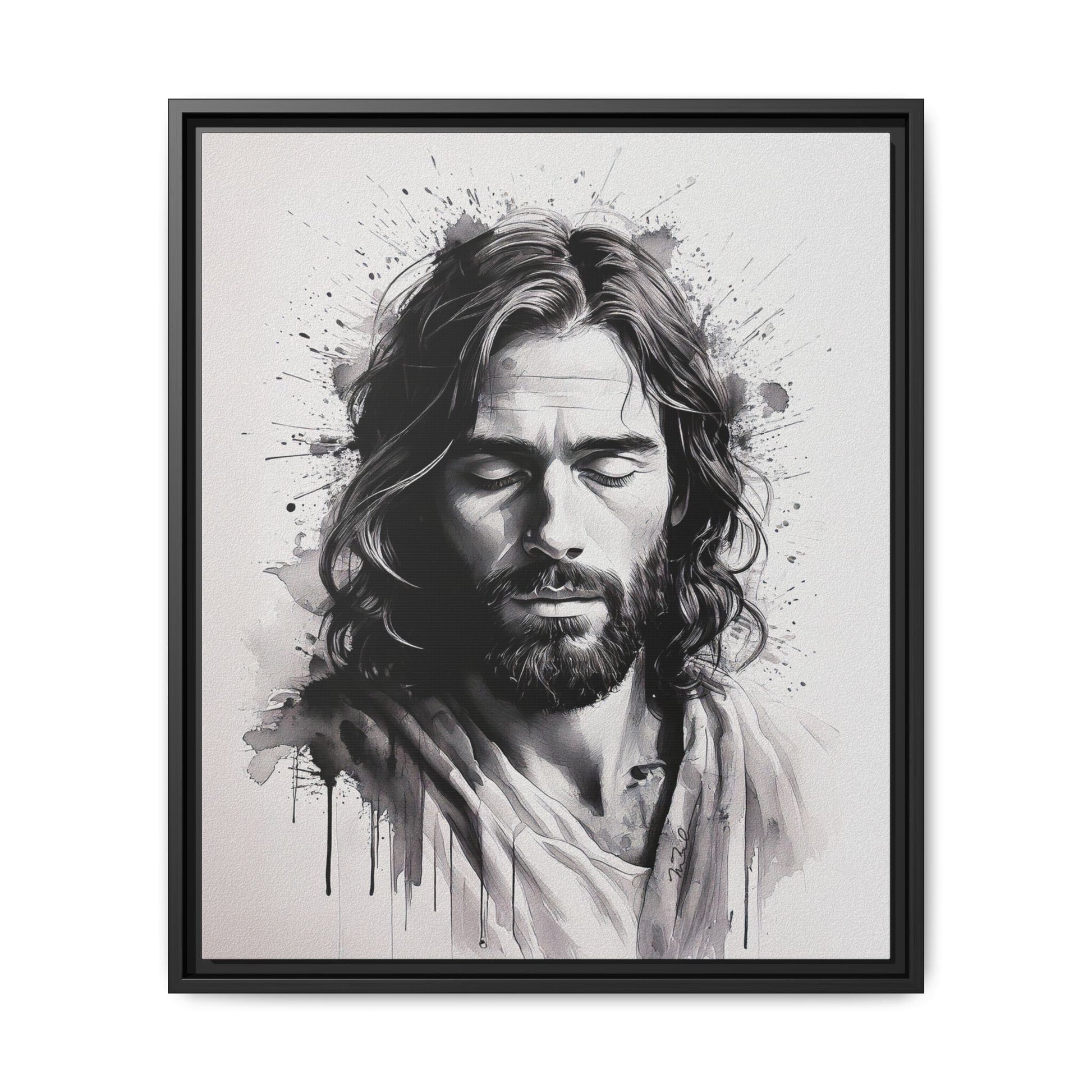 Faces of Christ | Prayer - Framed Matte Canvas Art Print. 2 of 4