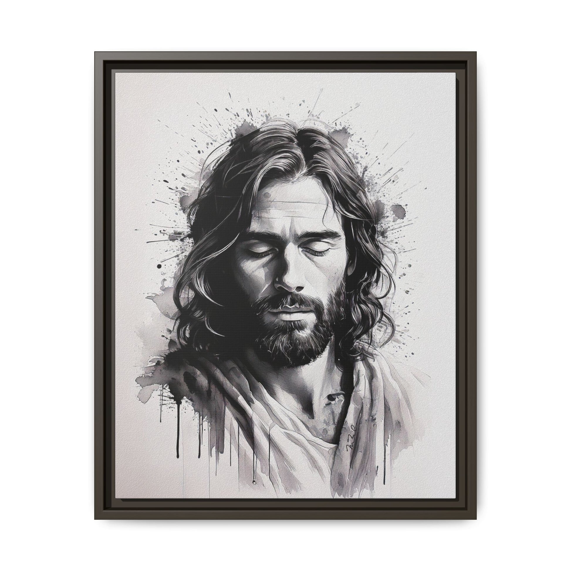 Faces of Christ | Prayer - Framed Matte Canvas Art Print. 2 of 4