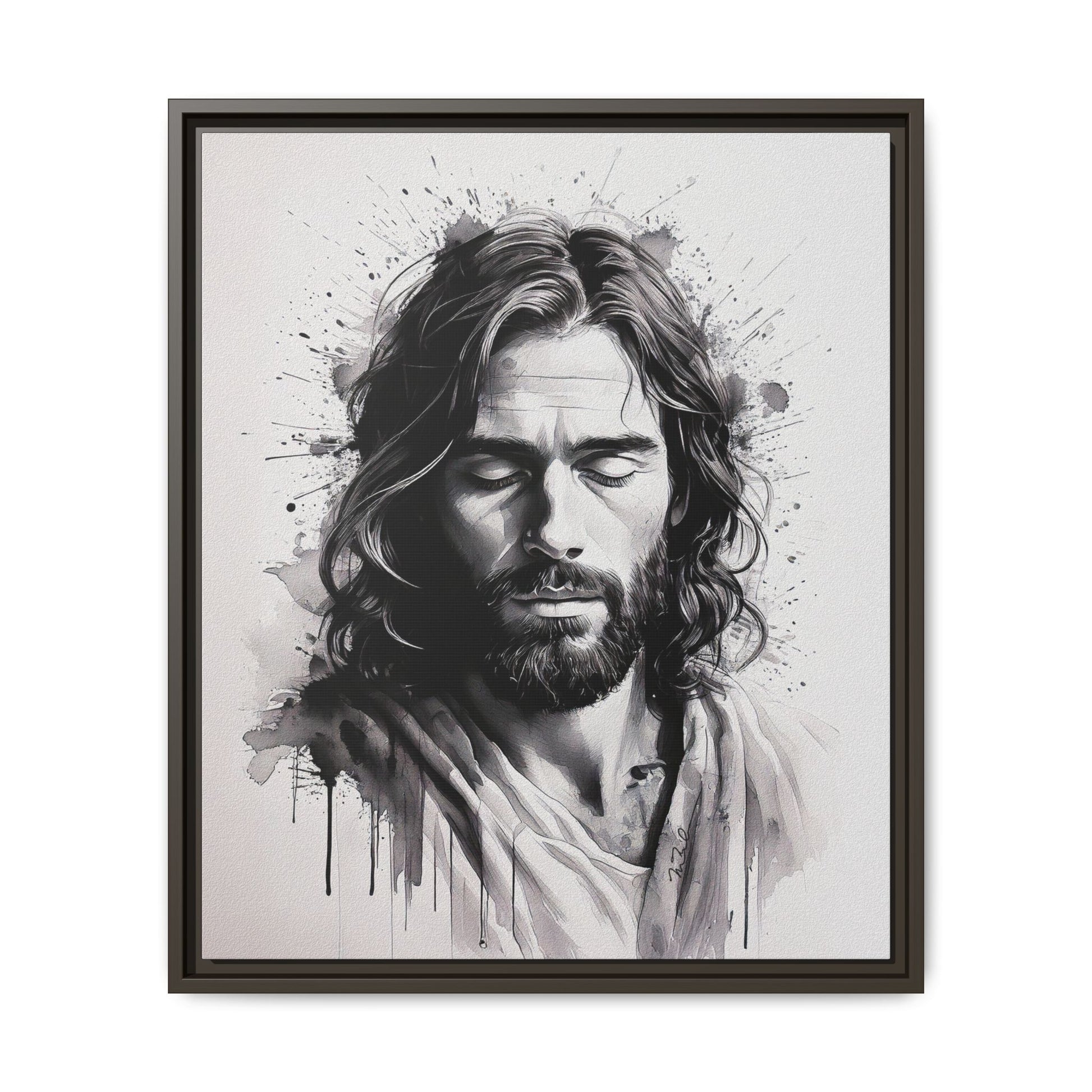 Faces of Christ | Prayer - Framed Matte Canvas Art Print. 2 of 4