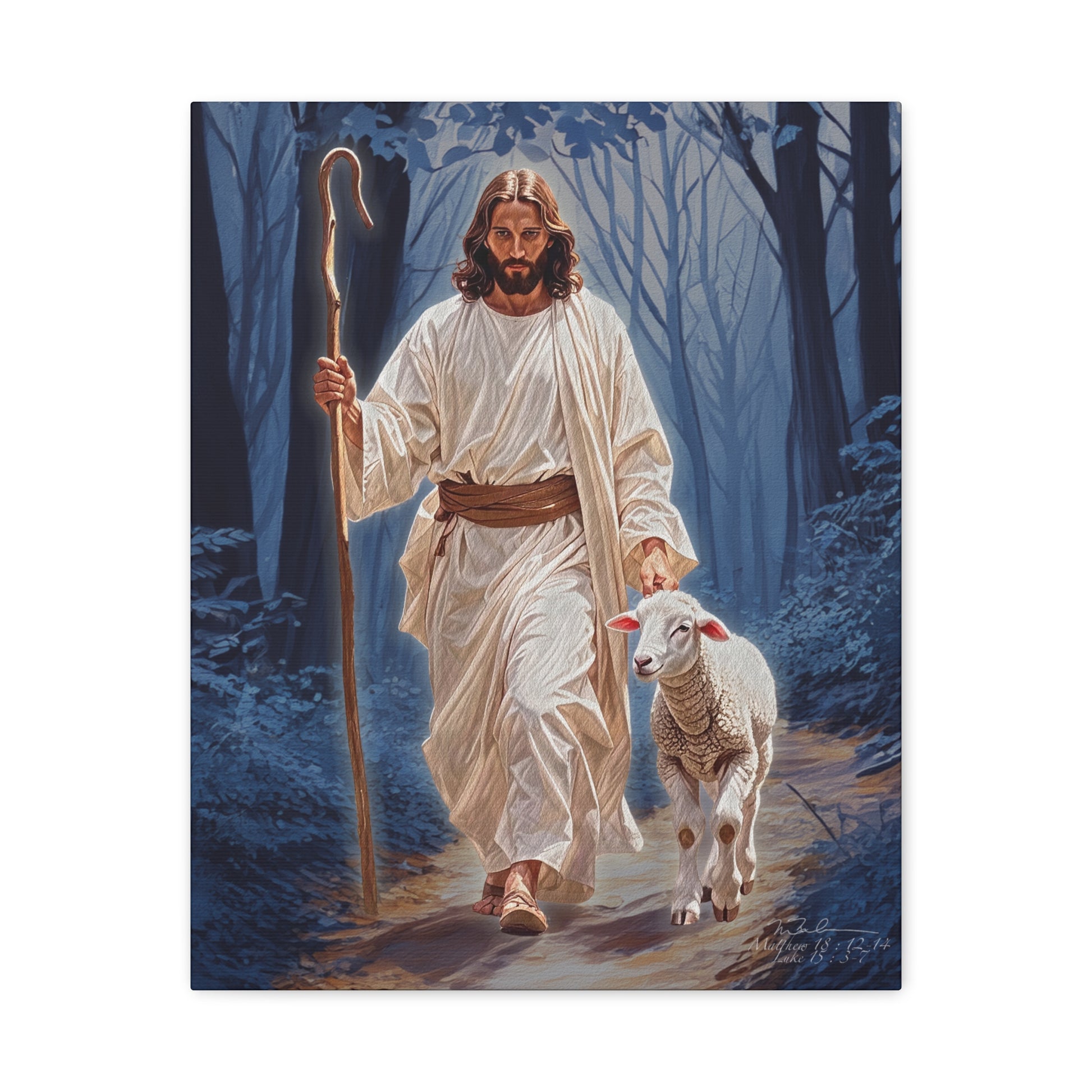 Canvas Wrapped Print of Jesus and the Lost Lamb, Religious Wall Décor, Christian Home Decor, Inspirational Gift for Faith, Easter, Christmas