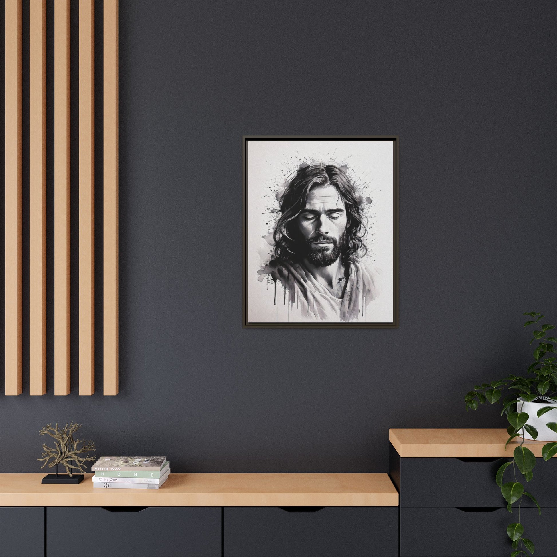Faces of Christ | Prayer - Framed Matte Canvas Art Print. 2 of 4