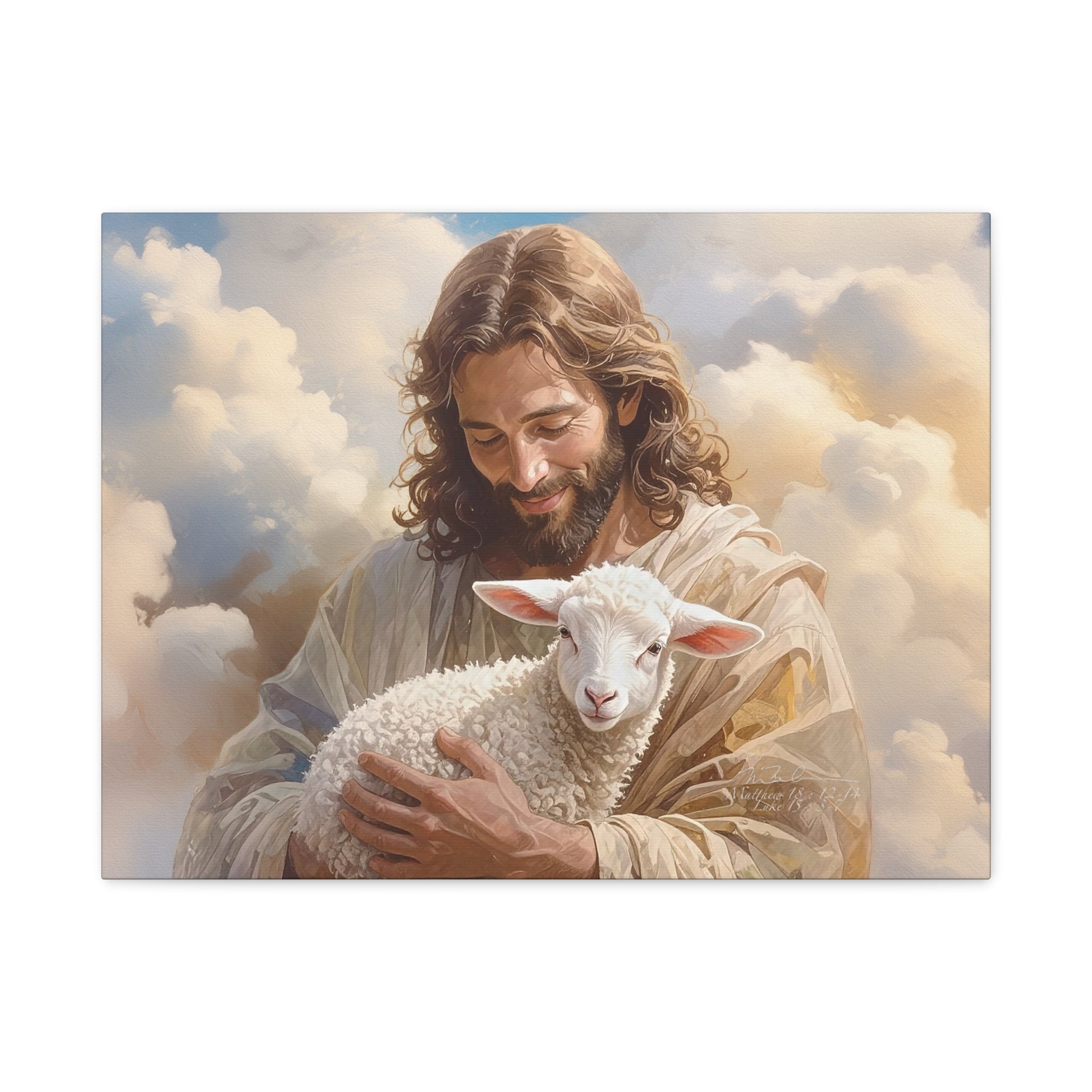 Inspirational Wall Art, Jesus with Lamb Gallery Wrap Canvas Print, Christian Decor, Religious Home Decor, Faith-Based Gift, Spiritual Artwork