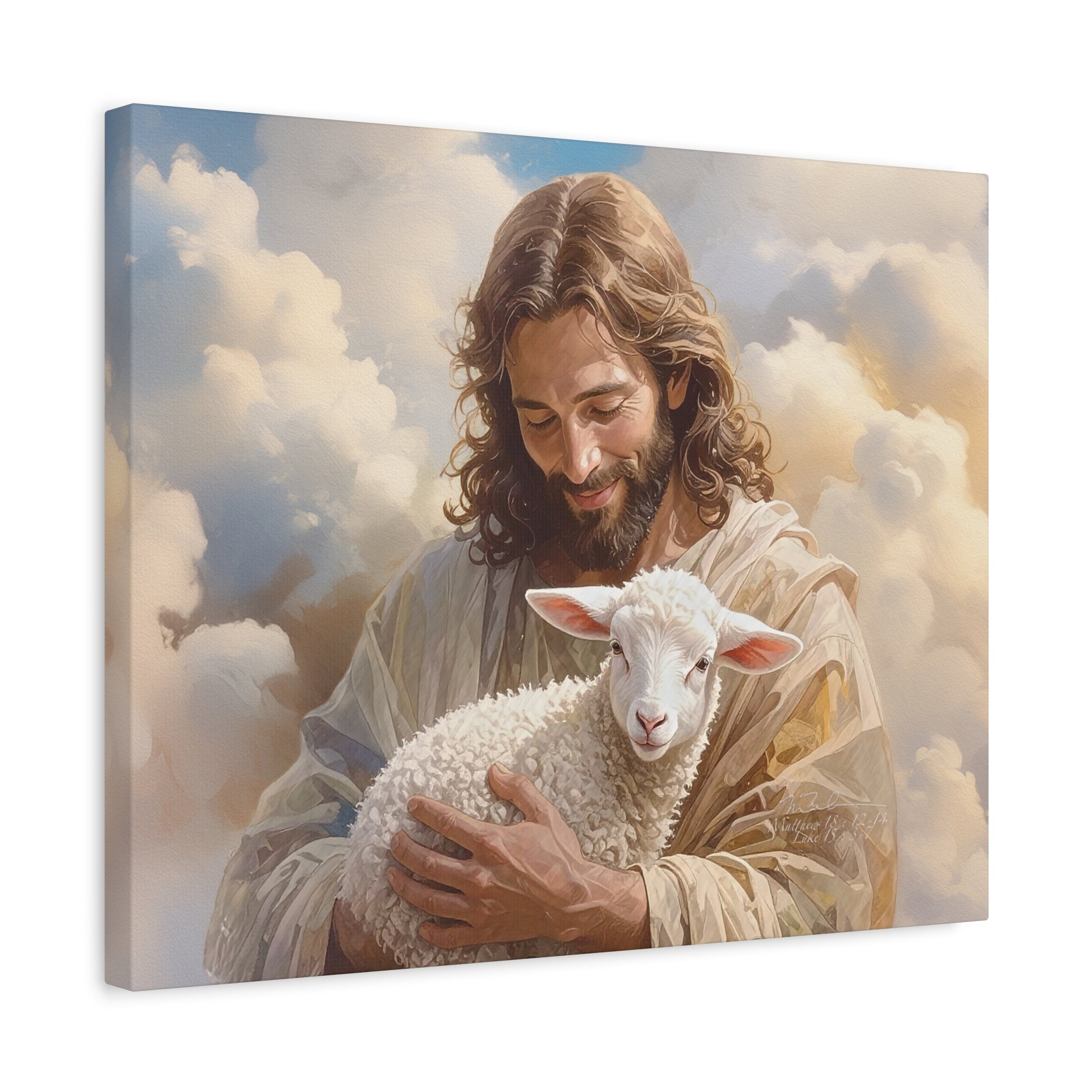 Inspirational Wall Art, Jesus with Lamb Gallery Wrap Canvas Print, Christian Decor, Religious Home Decor, Faith-Based Gift, Spiritual Artwork