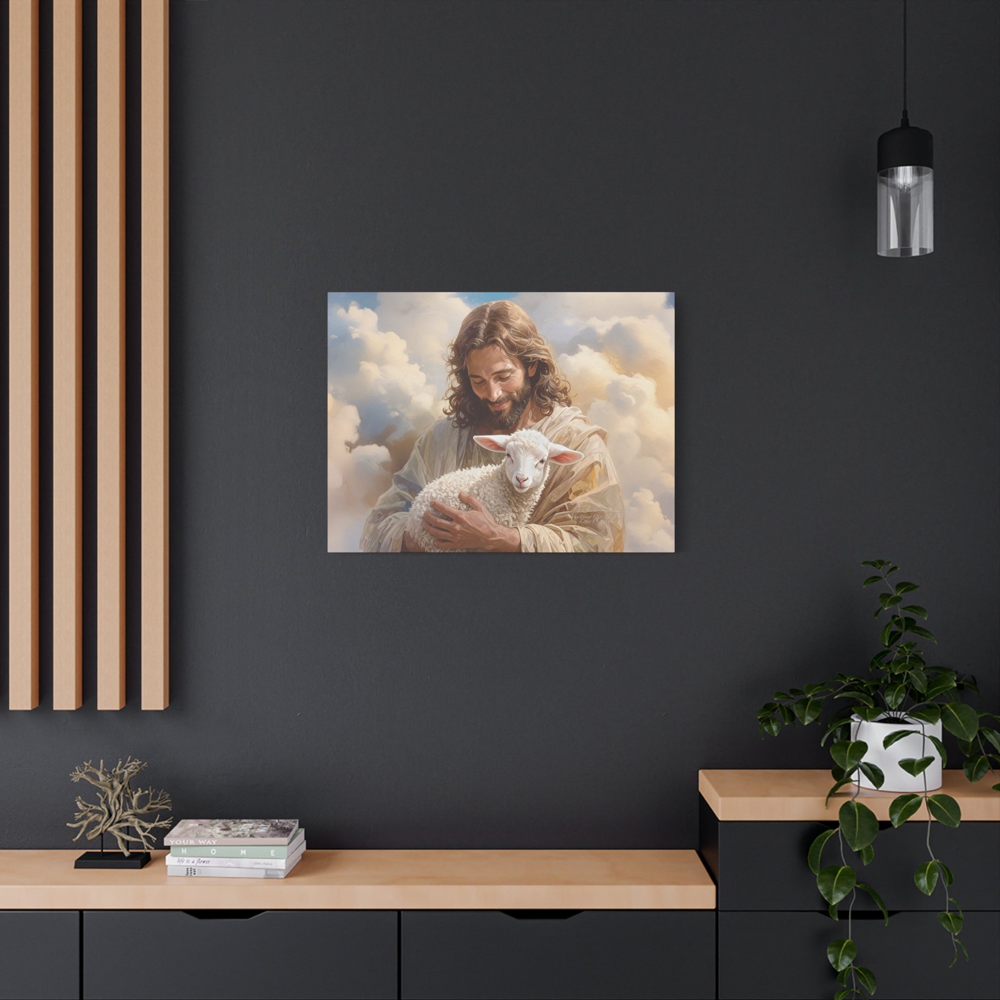 Inspirational Wall Art, Jesus with Lamb Gallery Wrap Canvas Print, Christian Decor, Religious Home Decor, Faith-Based Gift, Spiritual Artwork