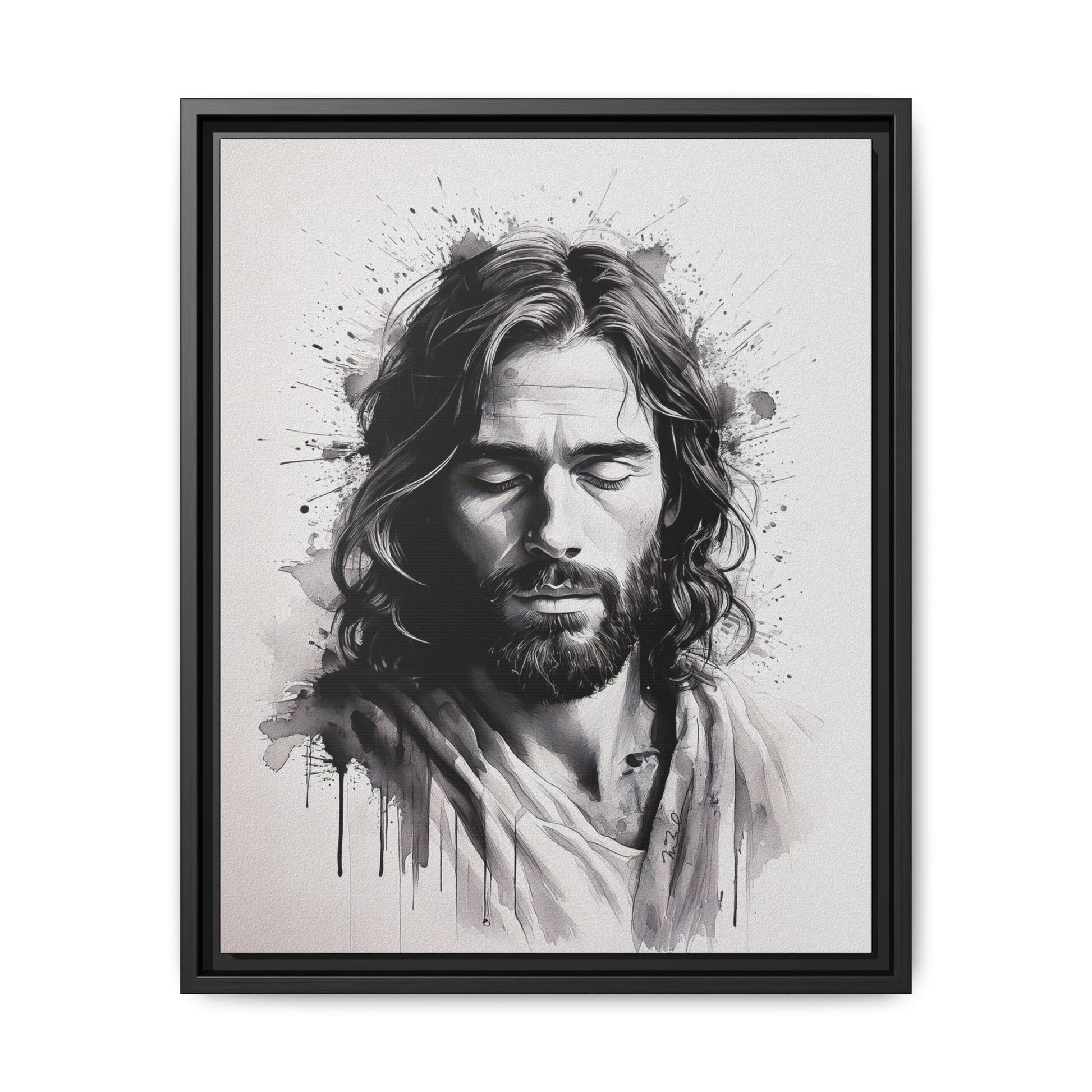 Faces of Christ | Prayer - Framed Matte Canvas Art Print. 2 of 4
