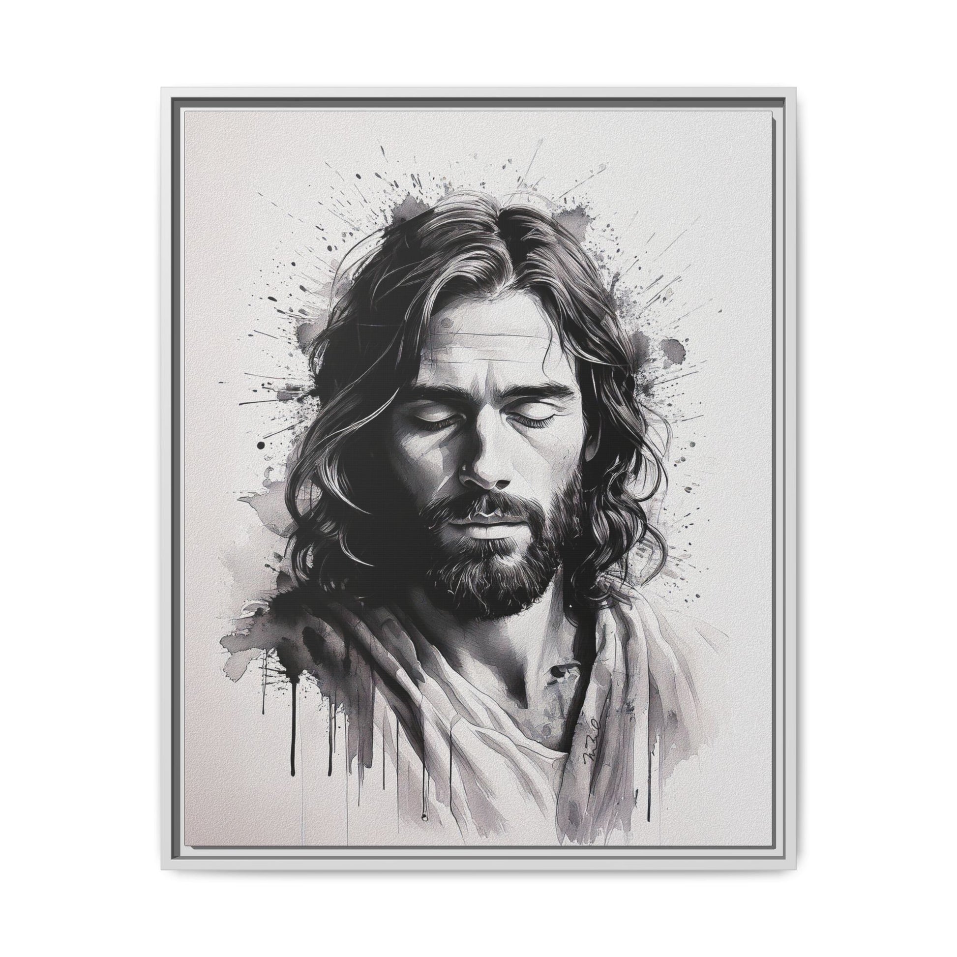 Faces of Christ | Prayer - Framed Matte Canvas Art Print. 2 of 4