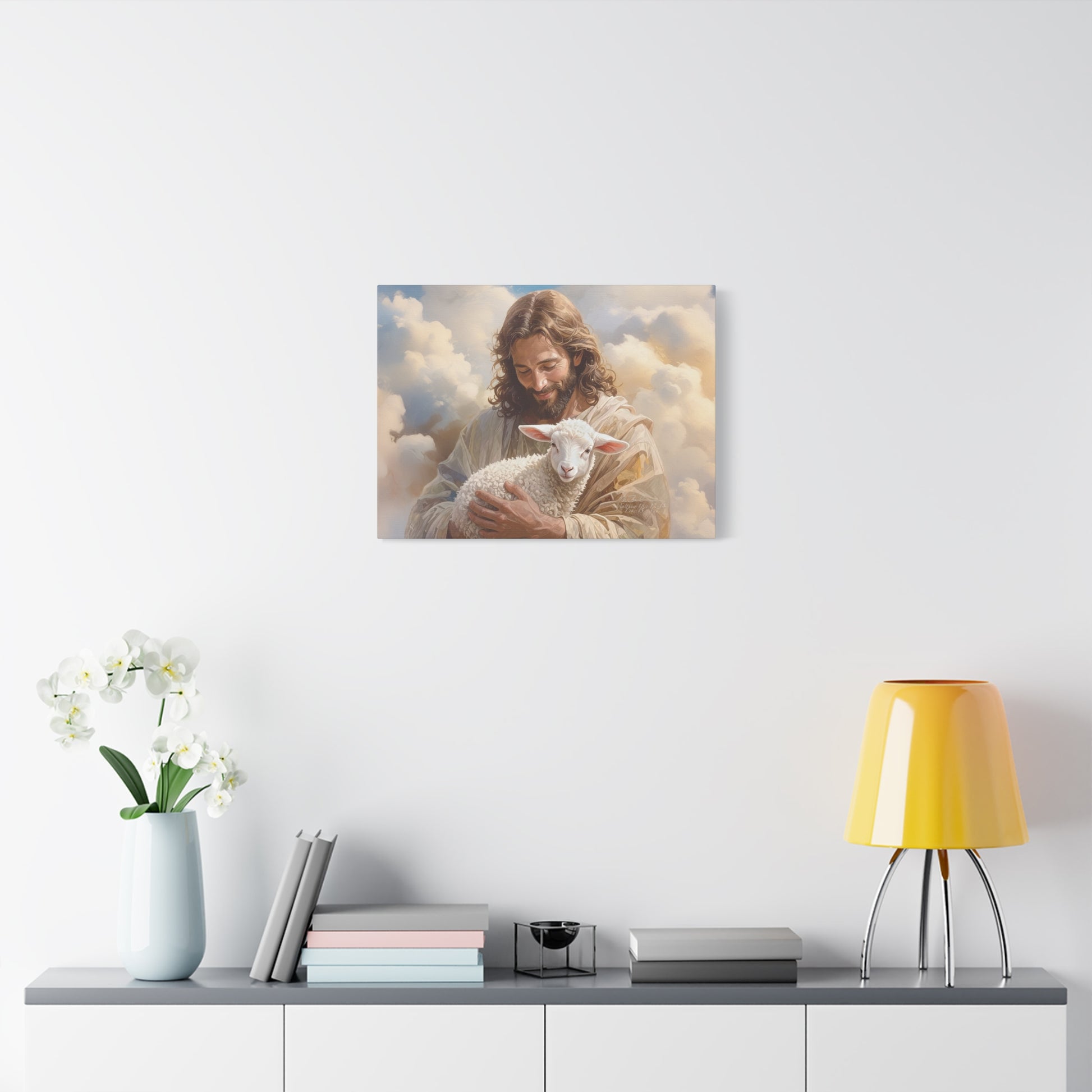 Inspirational Wall Art, Jesus with Lamb Gallery Wrap Canvas Print, Christian Decor, Religious Home Decor, Faith-Based Gift, Spiritual Artwork