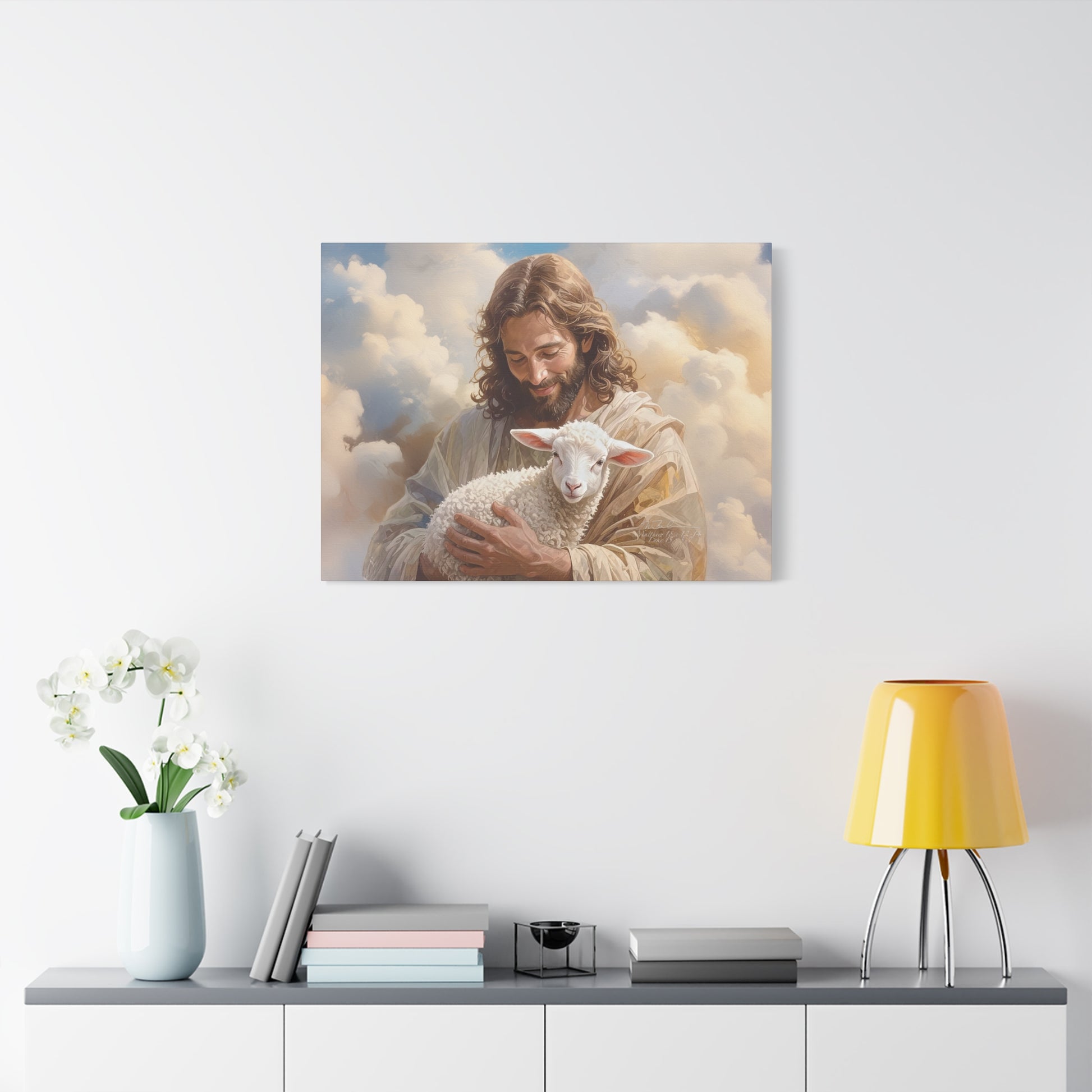 Inspirational Wall Art, Jesus with Lamb Gallery Wrap Canvas Print, Christian Decor, Religious Home Decor, Faith-Based Gift, Spiritual Artwork