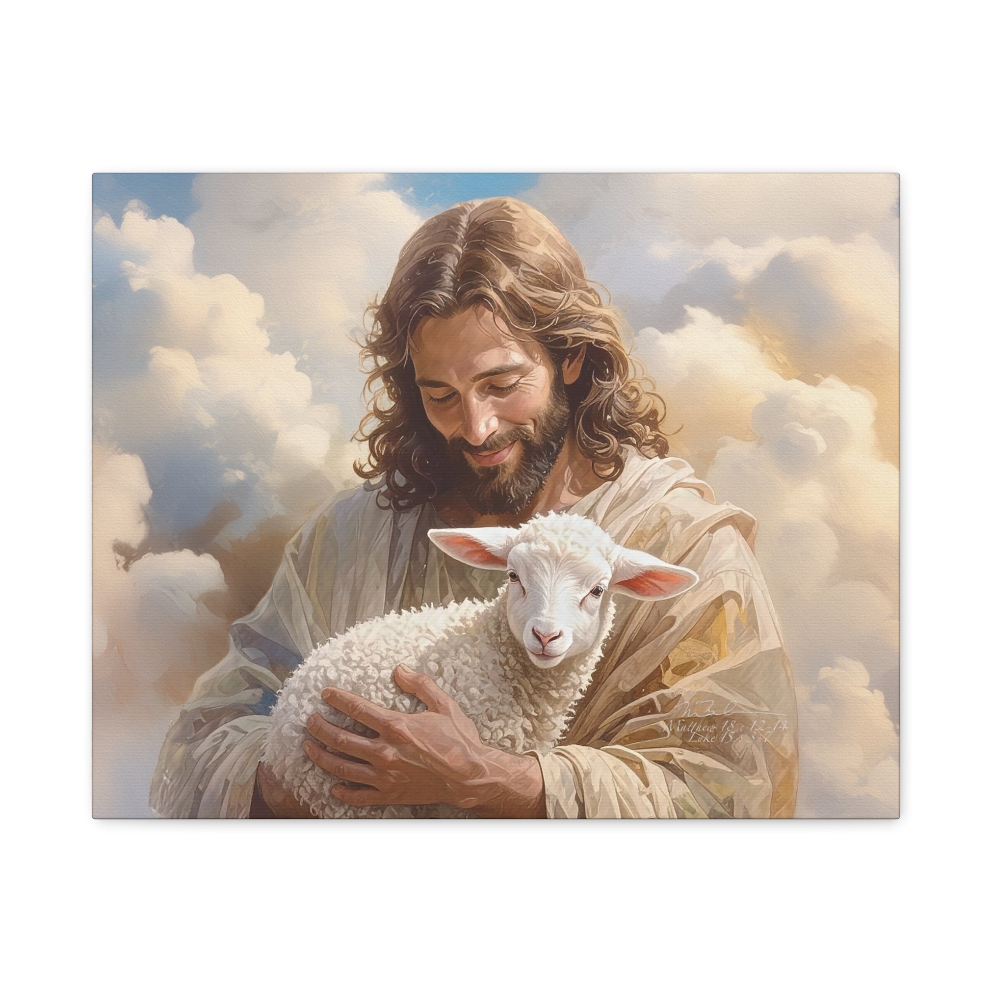 Inspirational Wall Art, Jesus with Lamb Gallery Wrap Canvas Print, Christian Decor, Religious Home Decor, Faith-Based Gift, Spiritual Artwork