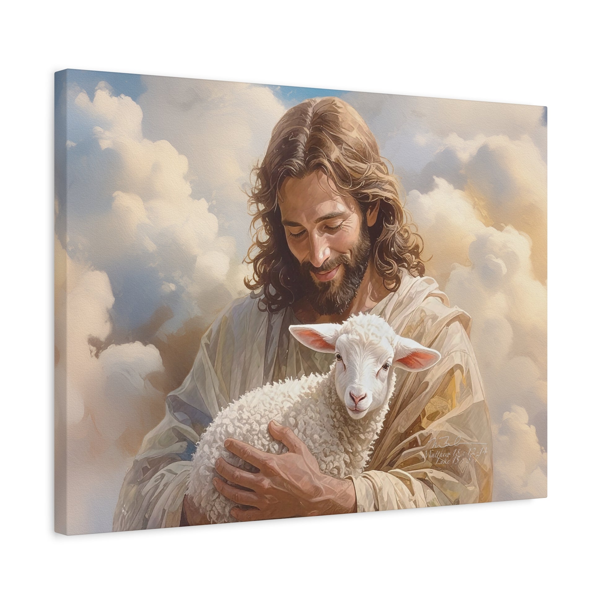 Inspirational Wall Art, Jesus with Lamb Gallery Wrap Canvas Print, Christian Decor, Religious Home Decor, Faith-Based Gift, Spiritual Artwork