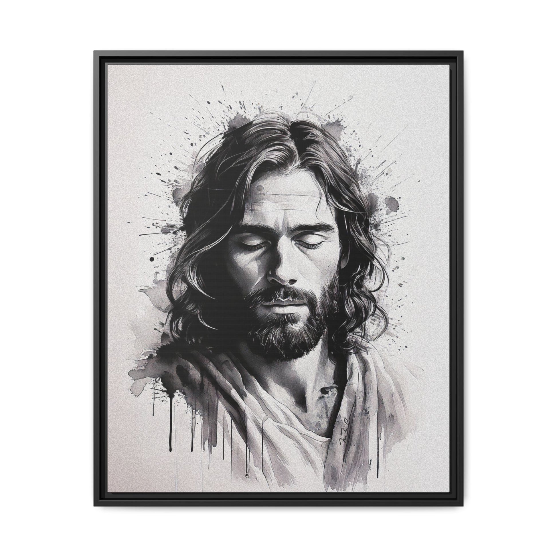 Faces of Christ | Prayer - Framed Matte Canvas Art Print. 2 of 4
